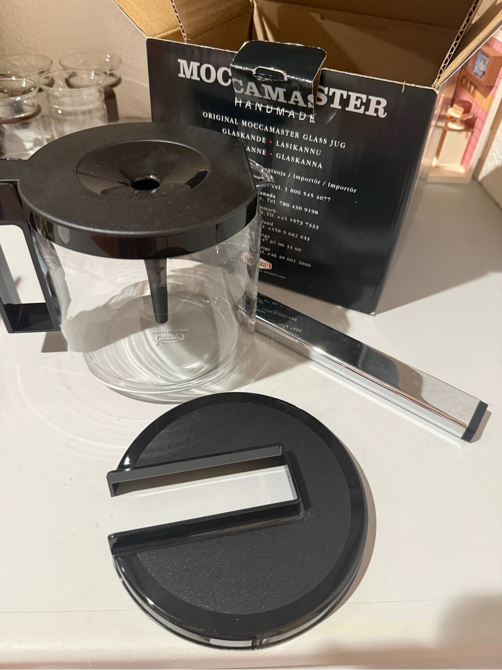 Technivorm Moccamaster 1.25L Glass Jug Black Mixing Lid 89830 NIB WithExtraparts